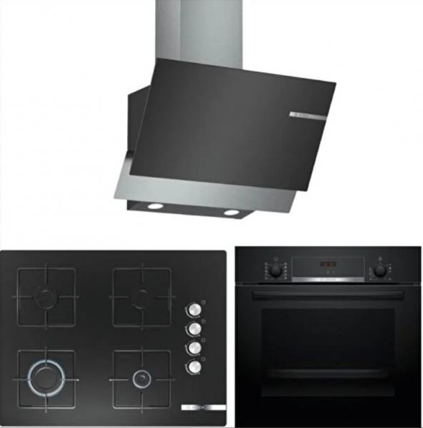 Bosch Siyah Ankastre Set POP7C6O12O + HBF514BB1T + DWK65AD60R
