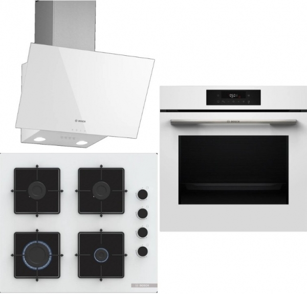 Bosch Beyaz Set 347 Ankastre Set POP6C2P30O + HJG852YW0T + DWK63PJ20T