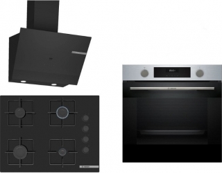 Bosch Siyah Set 470 Ankastre Set POP7C6P30O + HUA717BR0T + DWK67PJ60T