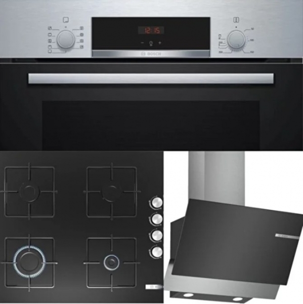 Bosch İnox Set 20 Ankastre Set POP7C6O12O + HBF514BS0T + DWK65AD60R