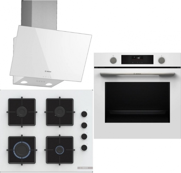 Bosch Beyaz 3 Lü Ankastre Set 343 Ankastre Set POP6C2P30O + HUA736EV0T + DWK63PJ20T