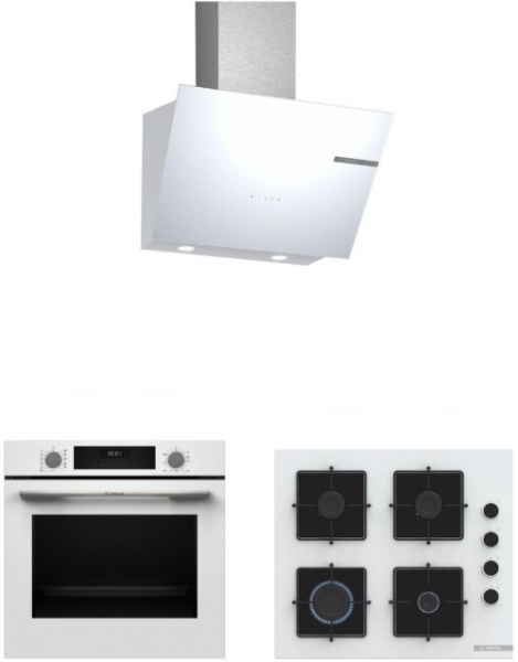 Bosch Beyaz Beyaz Set 61 Ankastre Set POP6C2P30O + HUA717BV0T + DWK66PJ20T