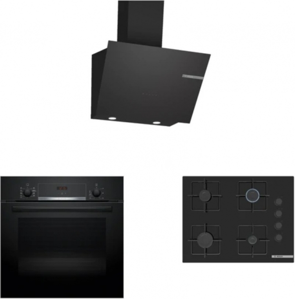 Bosch Siyah Ankastre Set POP7C6P30O + HBF534EB3T + DWK66PJ60T