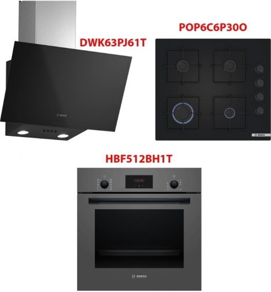 Bosch Siyah Ankastre Set POP6C6P30O + HBF512BH1T + DWK63PJ61T