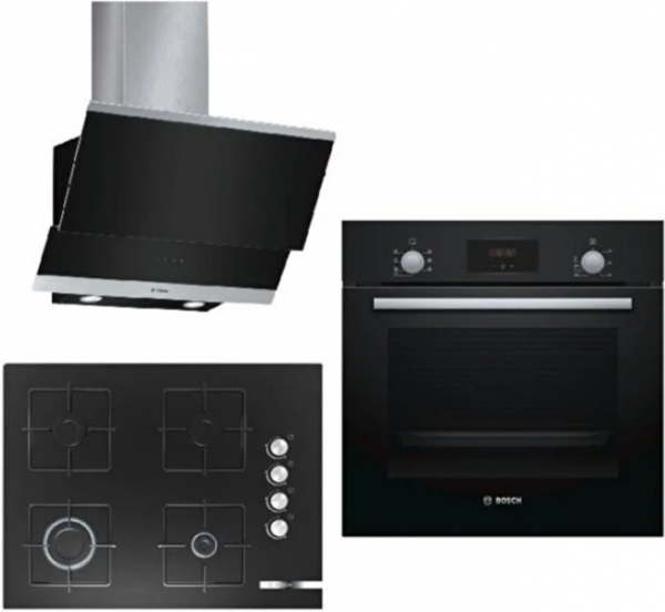 Bosch Siyah Set 177 Ankastre Set POP7C6O12O + HBF113BA0T + DWK065G60T