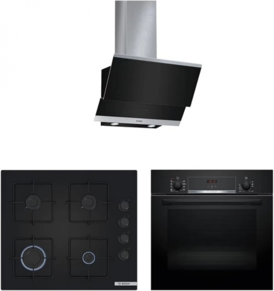 Bosch Siyah Ankastre Set POP6C6P30O + HIF534EB3T + DWK065G60T
