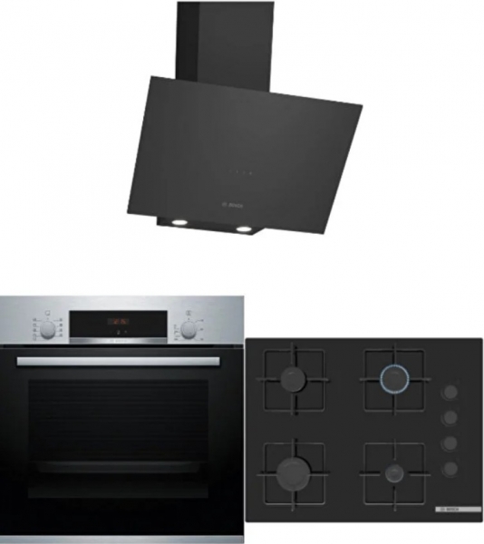 Bosch Siyah Ankastre Set POP7C6P30O + HBF534ES3T + DWK64PJ60T