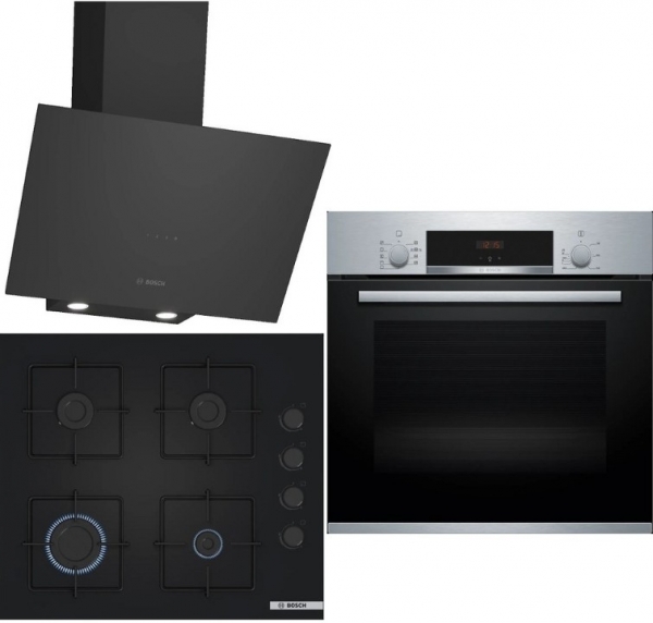 Bosch Siyah Set 330 Ankastre Set POP6C6P30O + HBF534ES3T + DWK64PJ60T