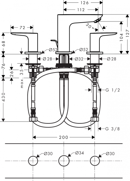 Hansgrohe Talis E 71733140 Lavabo Bataryası