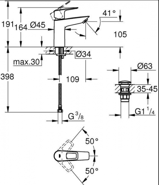 Grohe BauLoop 23886001 Lavabo Bataryası
