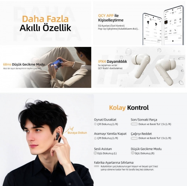 QCY Buds T43 Tam Kablosuz Kulaklık