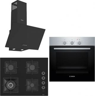 Bosch &Ferre Apiralla Wok Bek - Döküm Izgara 3 lü Ankastre Set SC405-WFA + HBF011BR0T + D086