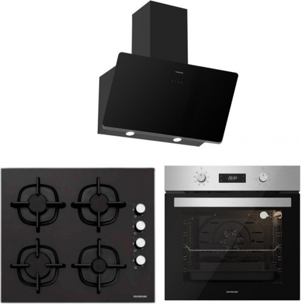 Silverline Siyah Ankastre Set CS5343B01 + BO6504X01 + 3457 Soho 60