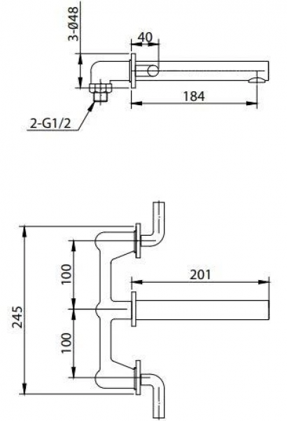 Creavit Azure AZ1400S Lavabo Bataryası (Mat Siyah)