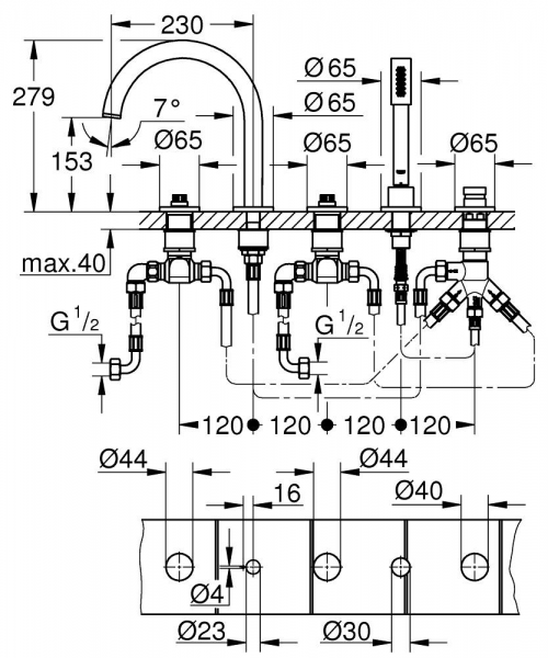 Grohe Atrio Private Collection 25224GL0 Küvet Bataryası
