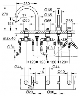 Grohe Atrio Private Collection 25224GL0 Küvet Bataryası