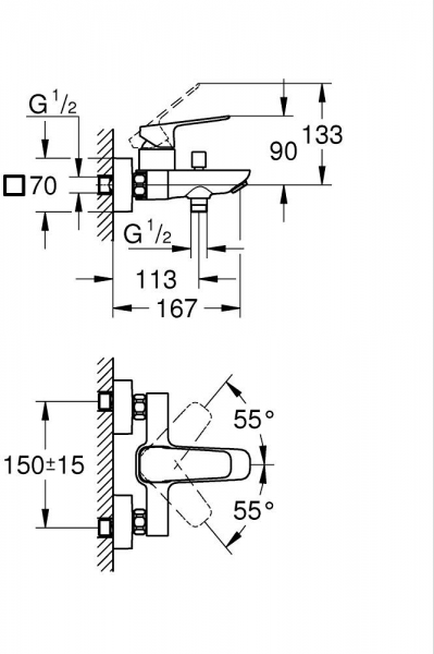 Grohe Cubeo 1018132430 Banyo Bataryası