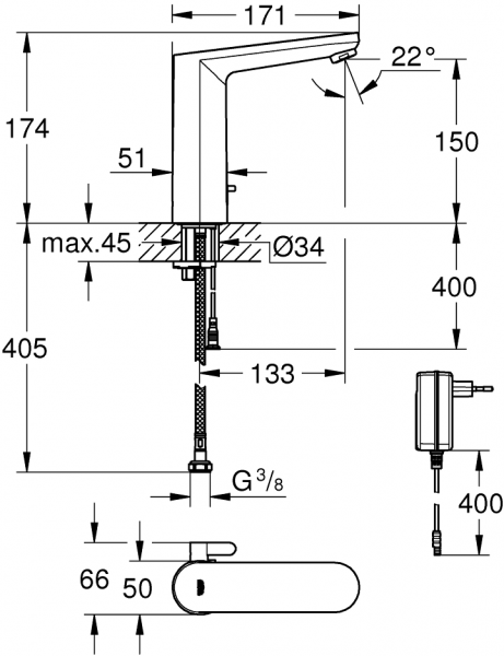 Grohe Eurosmart Cosmopolitan 36421001 Lavabo Bataryası