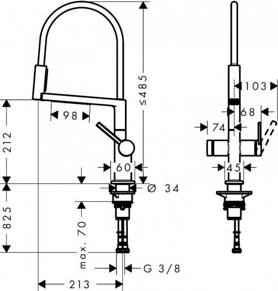 Hansgrohe Talis Select M54 72861340 Eviye Bataryası