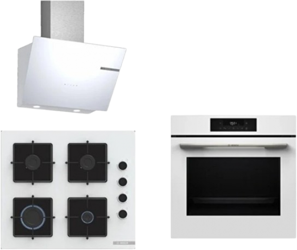 Bosch Beyaz Ankastre Set POP6C2P30O + HJG852YW0T + DWK66PJ20T
