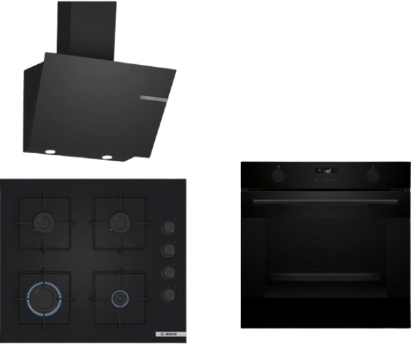 Bosch Siyah Set 412 Ankastre Set POP6C6P30O + HUA736EA0T + DWK66PJ60T
