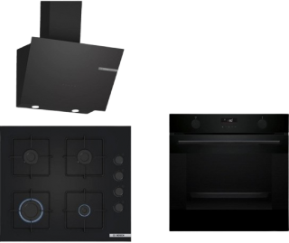 Bosch Siyah Set 412 Ankastre Set POP6C6P30O + HUA736EA0T + DWK66PJ60T