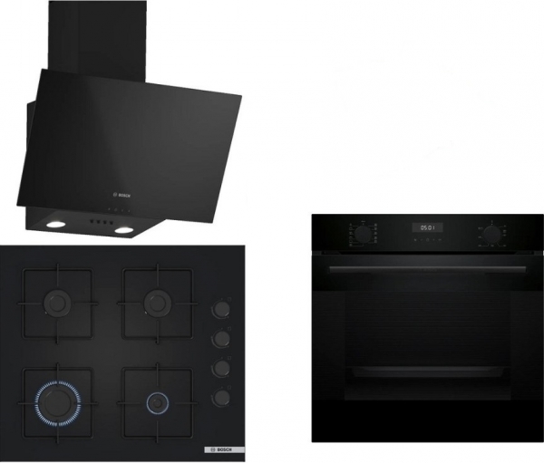 Bosch Siyah Set 336 Ankastre Set POP6C6P30O + HUA717BA0T + DWK65AD30R