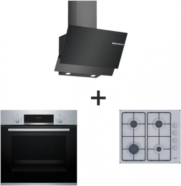 Bosch İnox Ankastre Set PBP6C5K80O + HBF514BS1T + DWK65AD30R