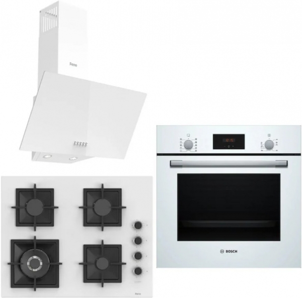 Bosch &Ferre White line Ankastre Set SC406 WFA + HBF512BW1T + D087