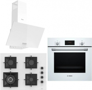 Bosch &Ferre White line Ankastre Set SC406 WFA + HBF512BW1T + D087