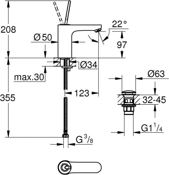 Grohe Get 23800000 Lavabo Bataryası