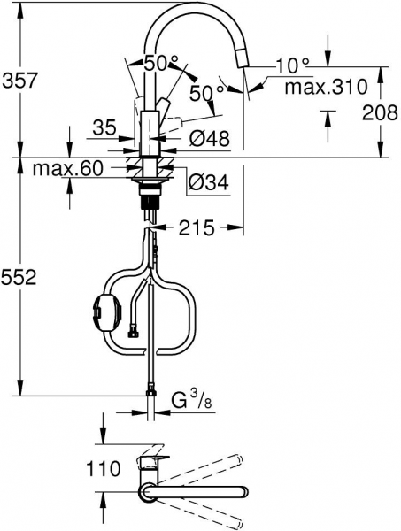 Grohe Start Edge 30550000 Lavabo Bataryası