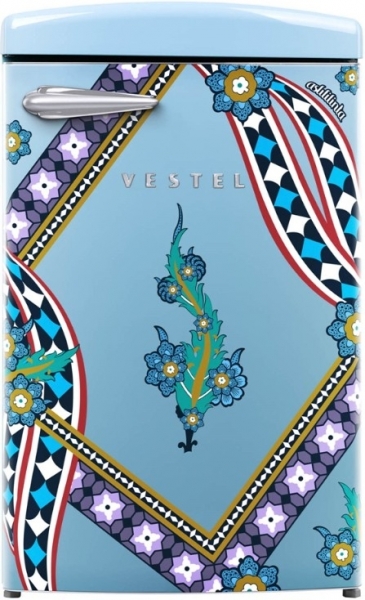 Vestel x Aslı Filinta Retro SB14211 Düş Mavisi Saz Buzdolabı
