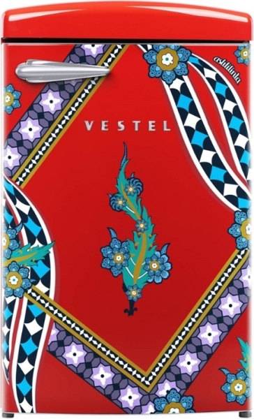 Vestel x Aslı Filinta Retro SB14511 Kırmızı Saz Buzdolabı
