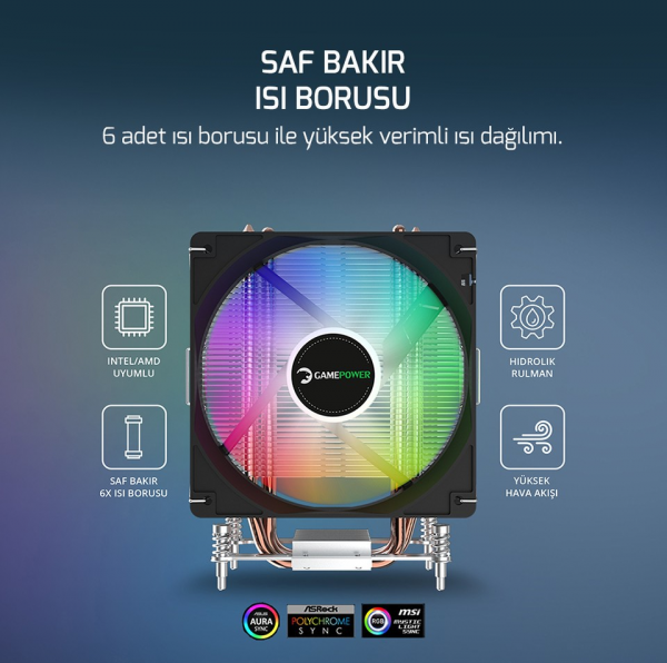 Gamepower Glace TC6 İşlemci Soğutucu