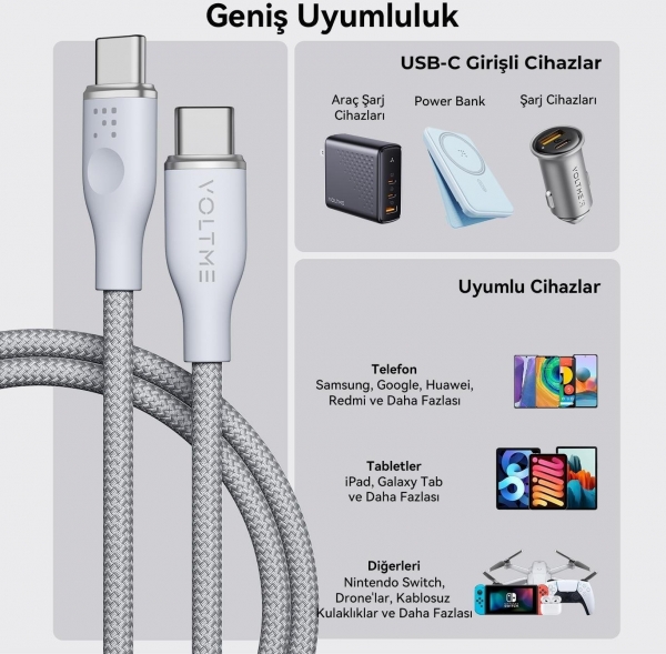 Voltme Rugg C2053 Şarj Kablosu (1.8 m)
