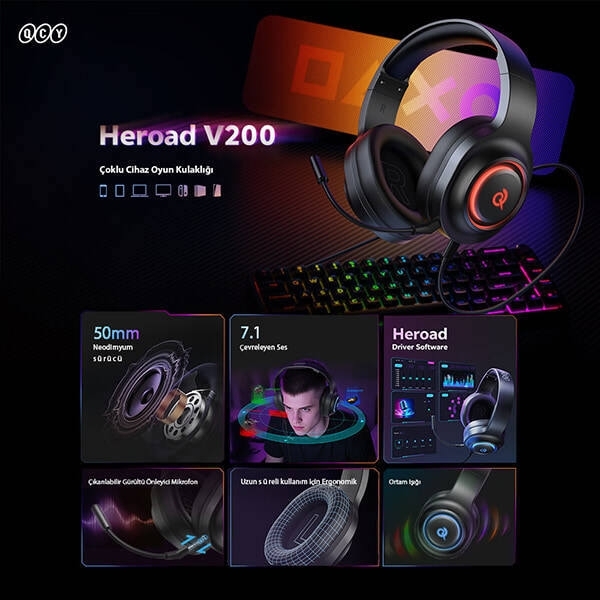 QCY HeroaD V200 Wired Kablolu Kulaklık