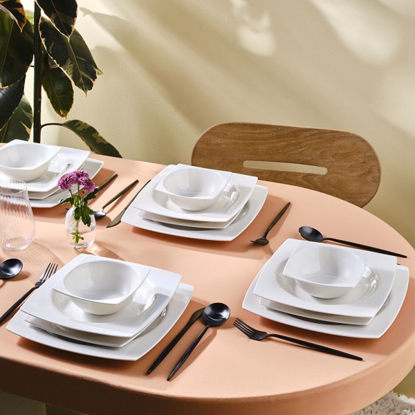 Karaca Square Bone Royal 24 Parça Yemek Takımı