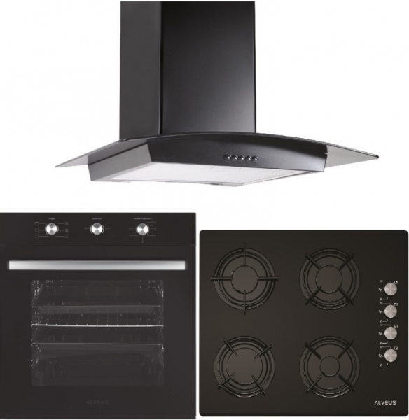 Alveus Petunya 614 Siyah Ankastre Set ALV GLS 640 + ALV MFA 614 + İber