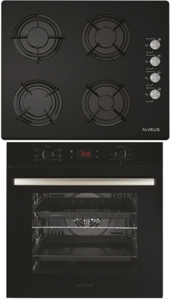 Alveus Kristal 2'li Siyah Ankastre Set ALV GLS 640 + ALV MFA 627 +