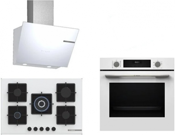 Bosch Beyaz Ankastre Set PNQ7B2P30O + HUA717BV0T + DWK66PJ20T