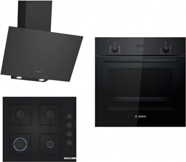 Bosch Siyah Set 315 Ankastre Set POP6C6P31O + HBF512BB1T + DWK64PJ60T