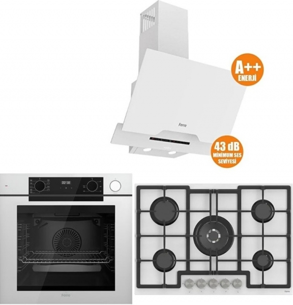 Ferre Steam Plus 75 Beyaz Ankastre Set ED036 + QEP64CB + D064-SA