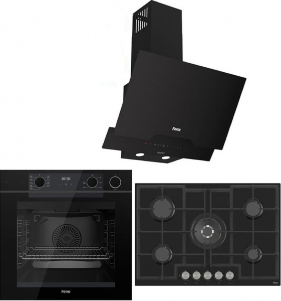 Ferre Steam Plus 75 Siyah Ankastre Set ED035 + QEP64CS + D063-SA