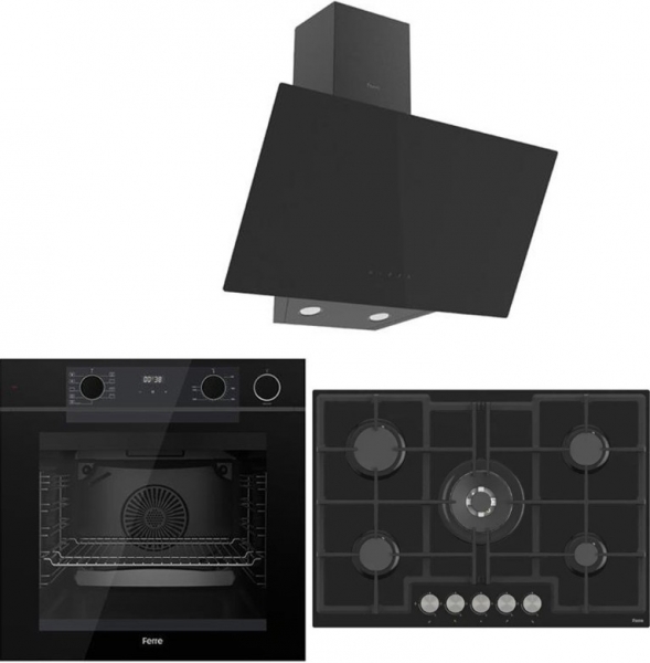Ferre Steam Plus 75 Siyah Ankastre Set ED035 + QEP64CS + D077