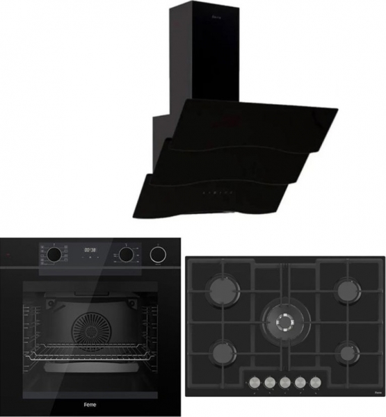 Ferre Steam Plus 75 Siyah Ankastre Set ED035 + QEP64CS + D023