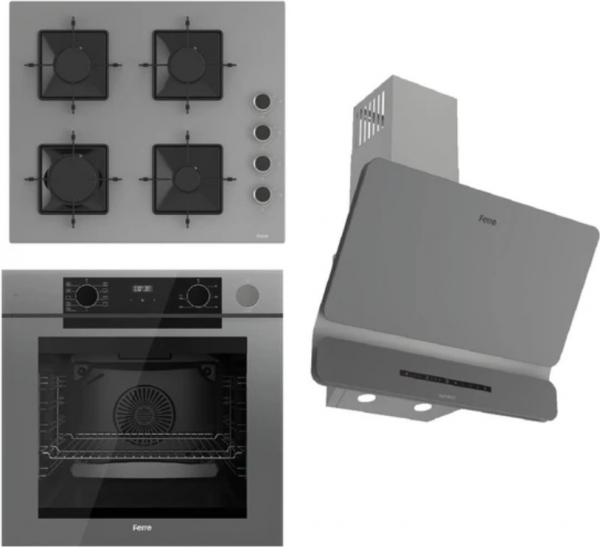 Ferre Steamart Gri Ankastre Set SS208 + QEP64CPR + D082-SA