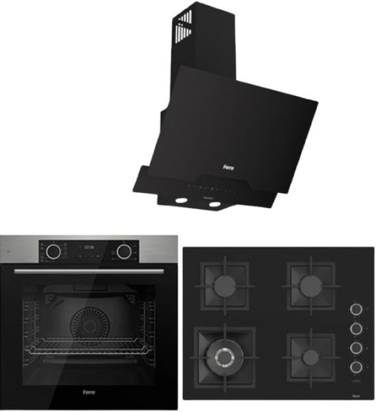 Ferre Fryart Airfryer Siyah Ankastre Set SC405 + XE63MI + D063-SA