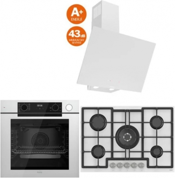 Ferre Steam Plus 75 Beyaz Ankastre Set ED036 + QEP64CB + D078