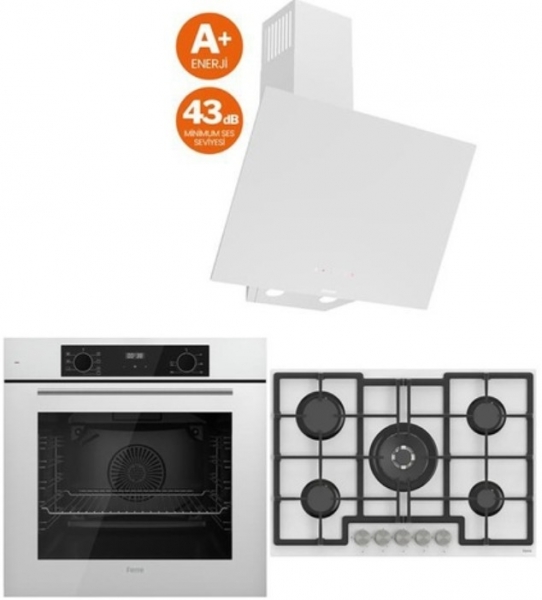 Ferre Icon Plus 75 Beyaz Ankastre Set ED036 + QBL63CB + D078